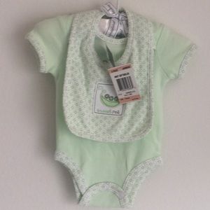 NWT. Preemie pale lime onesie w/bib.